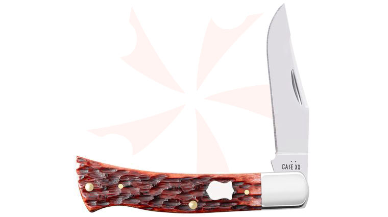 Case Pocket Worn Peach Seed Jigged Mahogany Bone Axe Handle Pocket Knife 3.86 inch Closed (BR61135 SS)