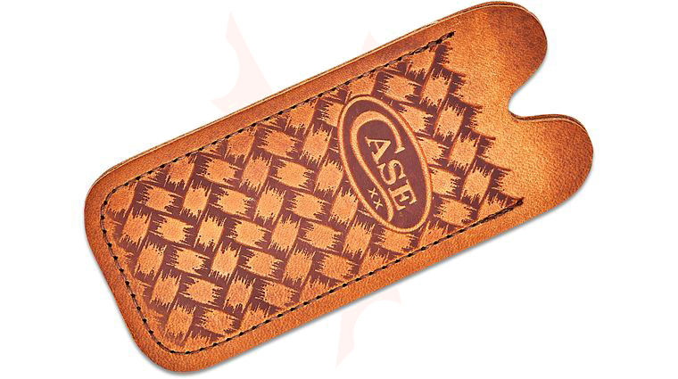 Case Leather Slip Pouch for Medium Patterns, Brown Herringbone