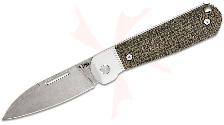 Case Bridgeline Series Highbanks Folding Knife 2.87 inch CPM-20CV Modified Wharncliffe Blade, Black Burlap Micarta Handles with Aluminum Bolsters