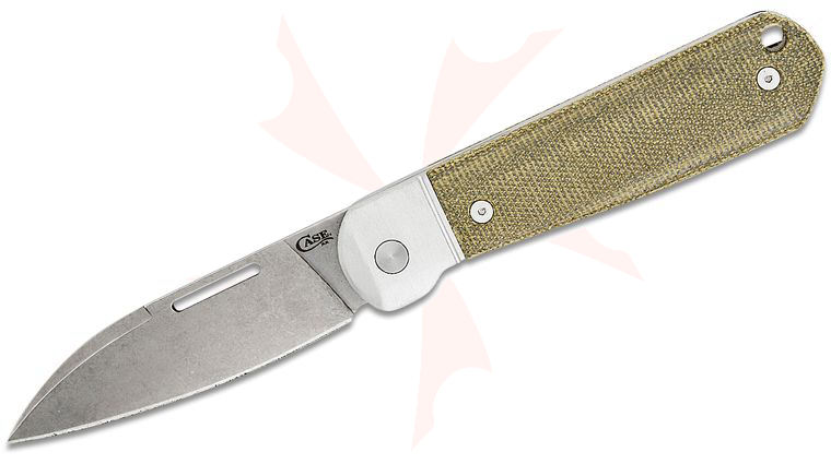 Case Bridgeline Series Highbanks Folding Knife 2.87 inch CPM-20CV Modified Wharncliffe Blade, OD Green Canvas Micarta Handles with Aluminum Bolsters
