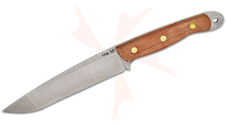 Case Roland Welker RW 100 Hunter Fixed Blade 6.25 inch Caswell Finished Modified Tanto Blade, Natural Micarta Handle, Leather Sheath
