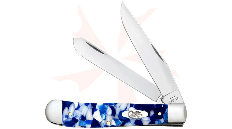 Case Smooth Blue Crackle Kirinite Trapper Pocket Knife 4.13 inch Closed (10254 SS)