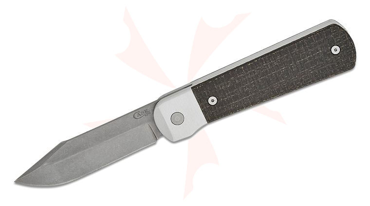 Case Bridgeline Series Longhouse Front Flipper Knife 2.87 inch CPM-20CV Clip Point Blade, Black Burlap Micarta Handles with Aluminum Bolsters
