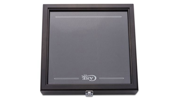 Case Small Black/Gray Wood Countertop Display Case 13 inch x 13 inch x 2 inch, Knives Not Included