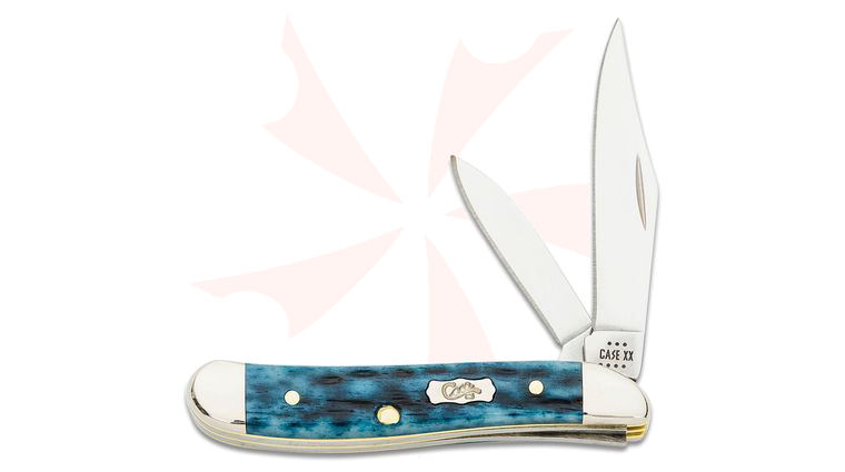 Case Pocket Worn Peach Seed Jig Mediterranean Blue Bone Peanut Pocket Knife 2.88 inch Closed (6220 SS)