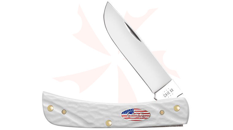 Case Rough Jigged White Synthetic Sod Buster Jr. Pocket Knife 3.63 inch Closed (6137 SS)