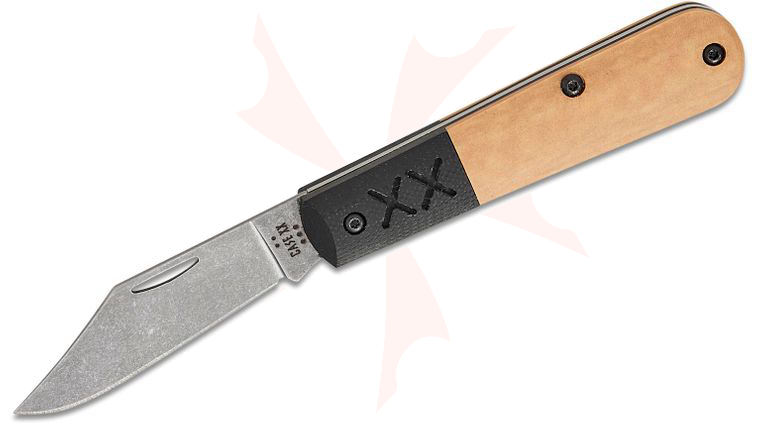Case Crossroads Barlow Slipjoint Pocket Knife 3.38 inch Closed, S35VN Stonewashed Clip Point Blade, Maple Valley Richlite Handles with Black G10 Bolsters (XR101009 1/2 S35VN)