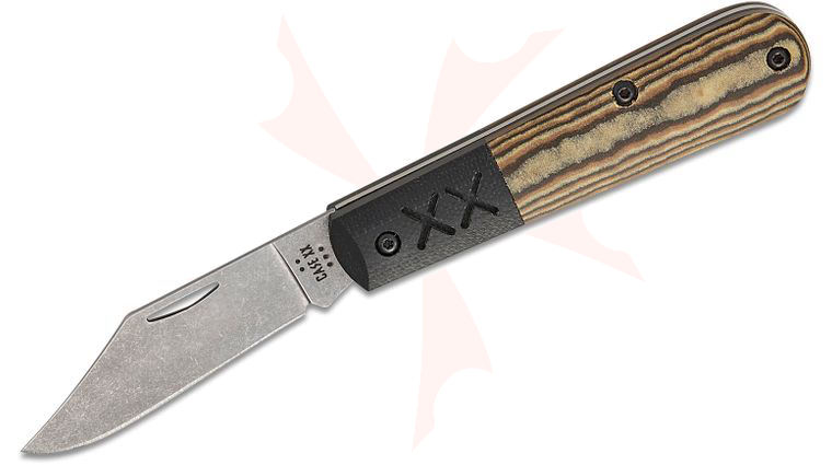Case Crossroads Barlow Slipjoint Pocket Knife 3.38 inch Closed, S35VN Stonewashed Clip Point Blade, Luna Richlite Handles with Black G10 Bolsters (XR101009 1/2 S35VN)