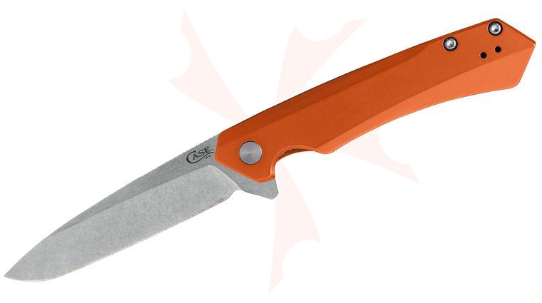 Case Kinzua Flipper Knife 3.4 inch CPM-S35VN Stonewashed Spear Point Blade, Orange Anodized Aluminum Handles