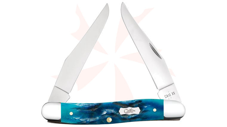 Case Burrow Jig Sky Blue Bone Muskrat Pocket Knife 3.88 inch Closed (MUSKRAT SS)