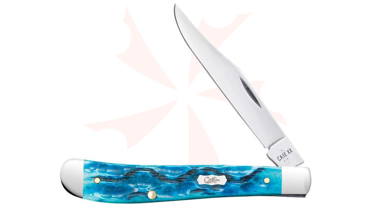 Case Burrow Jig Sky Blue Bone Slimline Trapper Pocket Knife 4.13 inch Closed (61048 SS)