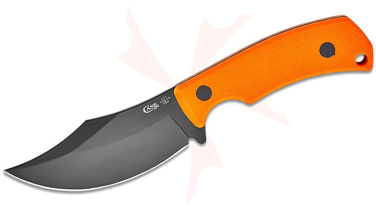 Case Chris Taylor CT3 Hunter Fixed Blade 3.62 inch 1095 Black Coated Skinner Blade, Orange Textured G10 Handle, Black Leather Sheath