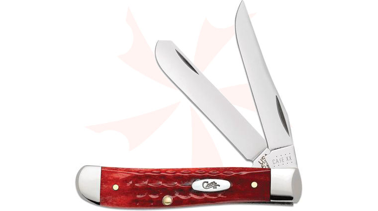 Case Pocket Worn Red Bone Handle Mini Trapper 3.5 inch Closed (6207 SS)