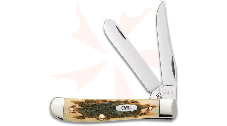 Case Amber Bone Mini Trapper Pocket Knife 3-1/2 inch Closed (6207 SS)