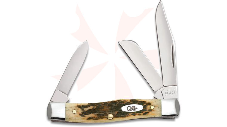 Case Amber Bone Medium Stockman Carbon Steel 3.63 inch Closed (63032 CS)