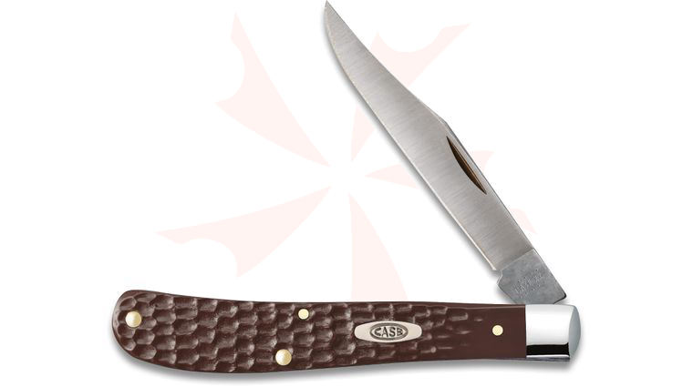 Case 135 Slimline Trapper Work Knife 4-1/8 inch Jigged Brown Synthetic Handle (61048 SS)