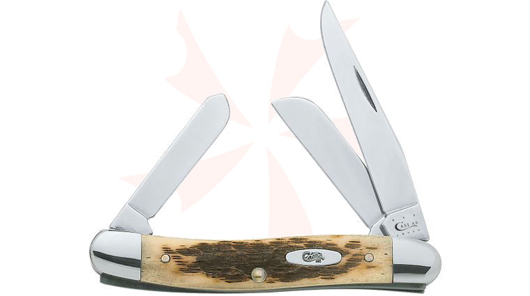 Case Amber Bone Medium Stockman Carbon Steel Blades 3.63 inch Closed (6318 CS)