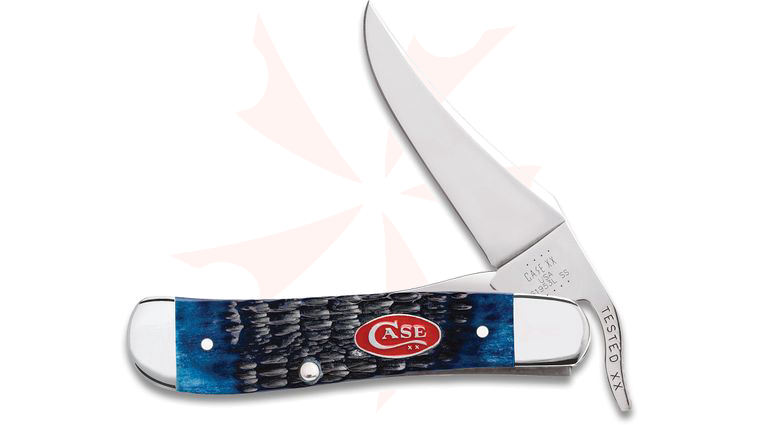 Case Rogers Jig Navy Blue Bone RussLock Red Shield 4.25 inch Closed (61953L SS)