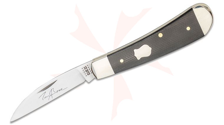 Case Tony Bose Smooth Black Canvas Laminate Sway Back Pocket Knife 3.19 inch Closed (TB101117 SS)