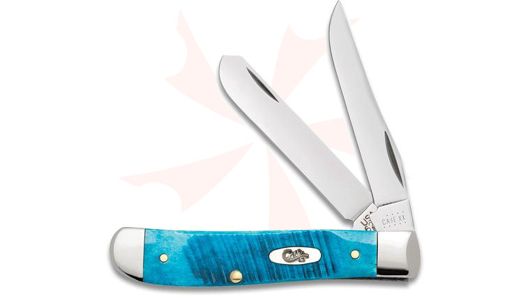 Case Sawcut Jigged Caribbean Blue Bone Mini Trapper 3.5 inch Closed (6207 SS)
