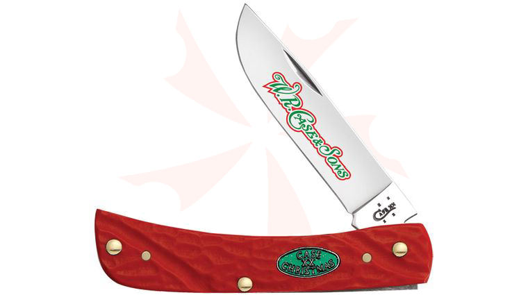 Case Christmas Rough Dark Red Synthetic Sod Buster Jr 3-5/8 inch Closed (6137 SS)