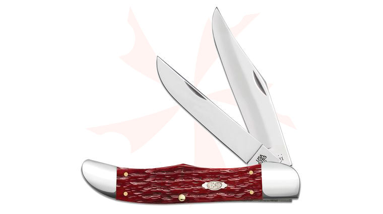 Case Peach Seed Jig Dark Red Bone Large Folding Hunter 5.25 inch Closed (6265 CS)