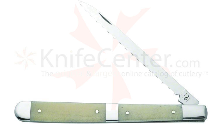 Case Melon Tester Portable Steak Knife 5-1/2 inch Smooth Bone Handles (6100 SS)