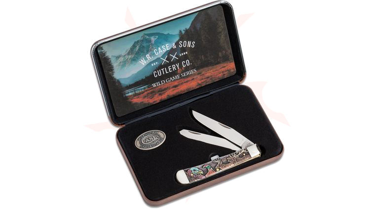 Case Sportsman Series Embellished Smooth Natural Bone Trapper Pocket Knife in Gift Box 4.13 inch Closed (6254 SS)