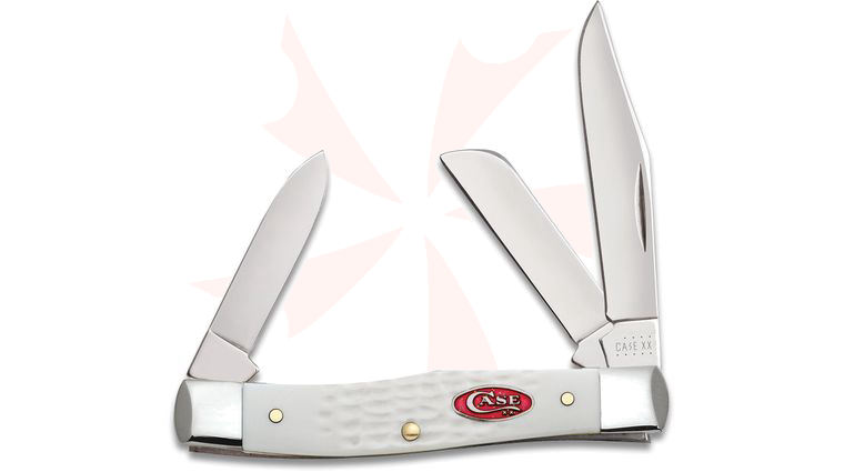 Case SparXX Medium Stockman 3-5/8 inch Jigged White Synthetic Handles (63032 SS)