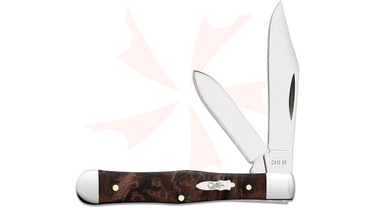 Case Brown Maple Burl Wood Small Swell Center Jack Pocket Knife 3