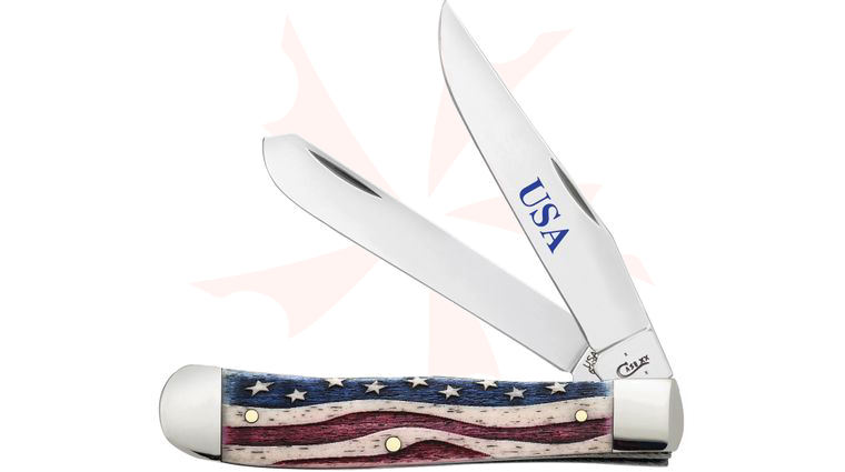 Case Star Spangled Embellished Smooth Natural Bone Trapper 4.125 inch Closed (6254 SS)