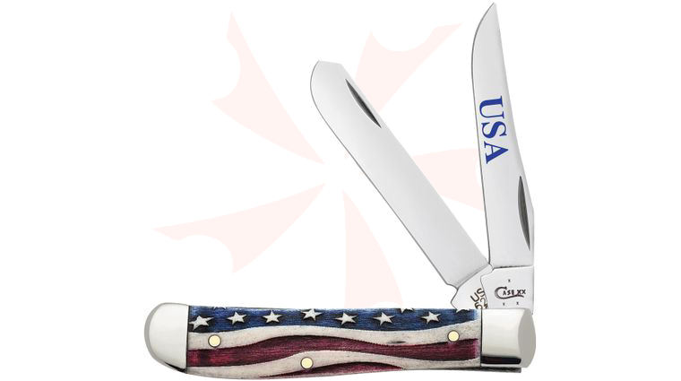 Case Star Spangled Embellished Smooth Natural Bone Mini Trapper 3.5 inch Closed (6207 SS)