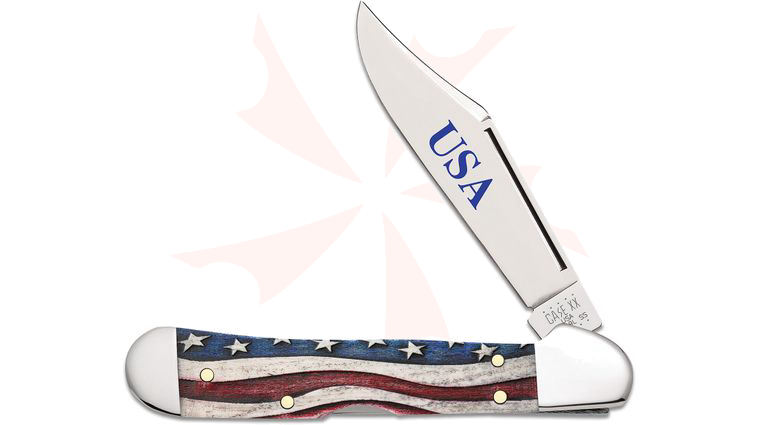 Case Star Spangled Embellished Smooth Natural Bone Mini Copperlock 3.625 inch Closed (617490 SS)