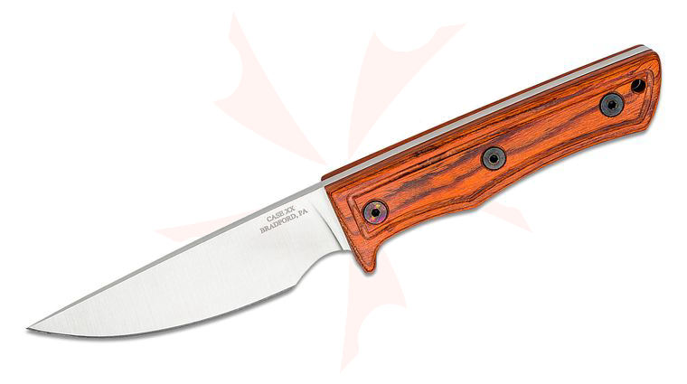 Case Hardwood Composite Hunter Fixed Blade Knife 4.41 inch 420HC Satin Drop Point, Orange Peel Smooth Hardwood, Leather Sheath (FB1044 420HC SS)