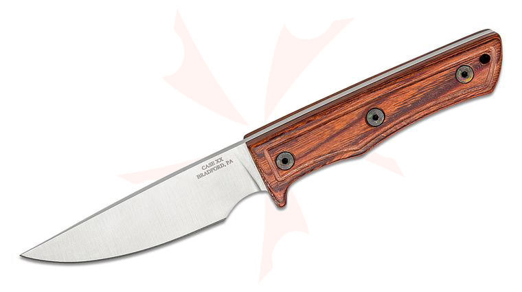 Case Hardwood Composite Hunter Fixed Blade Knife 4.41 inch 420HC Satin Drop Point, Black Rust Smooth Hardwood, Leather Sheath (FB1012 420HC SS)