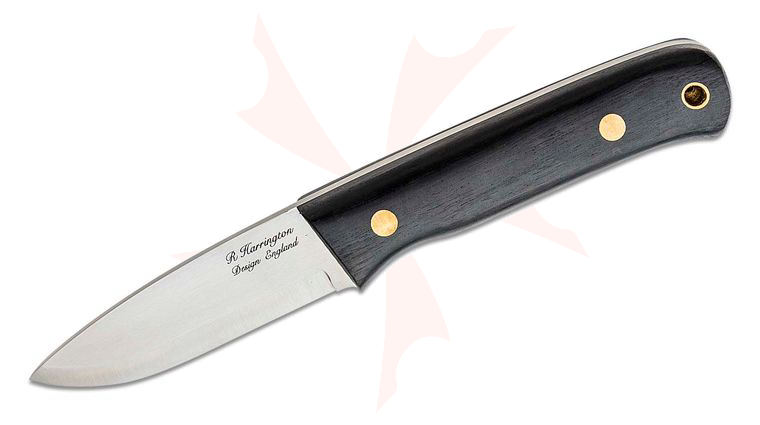 Casstrom Sweden Woodsman Fixed Knife 3.5 inch Sleipner Scandi Ground Blade, Bog Oak Wood Handles, Leather Sheath