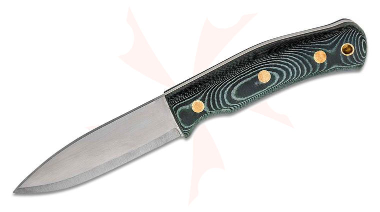 Casstrom Sweden No. 10 SFK Fixed Blade Knife 4 inch 14C28N Scandi Ground Drop Point, Green Micarta Handles, Black Leather Sheath