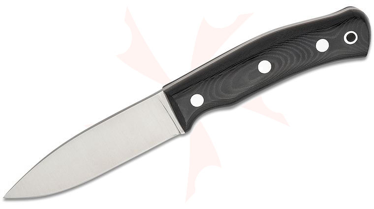 Casstrom Sweden No.10 SFK Fixed 3.875 inch 14C28N Full Flat Ground Blade, Black Linen Micarta Handles, Leather Sheath