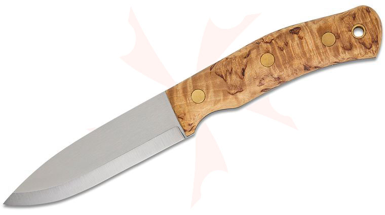 Casstrom Sweden No. 10 SFK Fixed Blade Knife 4 inch 14C28N Scandi Ground Drop Point, Curly Birch Handles, Kydex Sheath