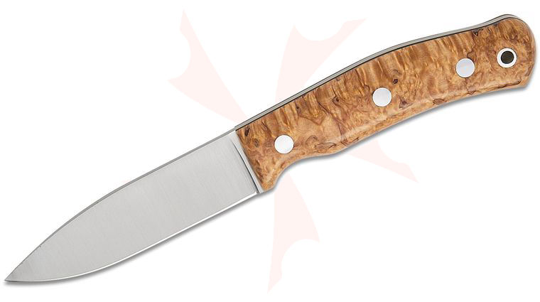 Casstrom Sweden No.10 SFK Fixed 3.875 inch 14C28N Full Flat Ground Blade, Stabilized Curly Birch Wood Handles, Kydex Sheath