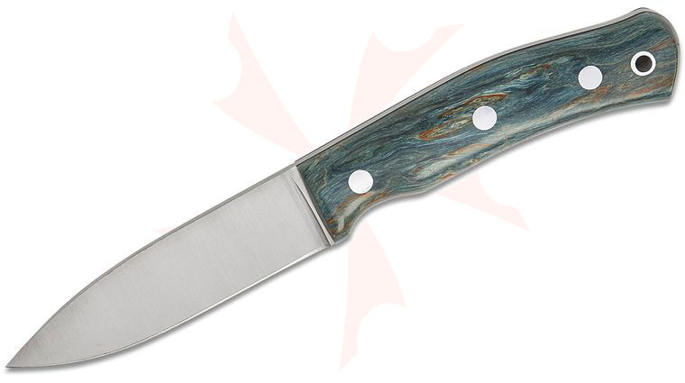 Casstrom Sweden No. 10 SFK Fixed 3.875 inch 14C28N Full Flat Ground Blade, Blue Curly Birch Wood Handles, Kydex Sheath