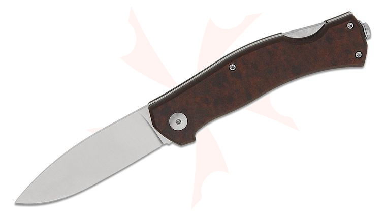 Casstrom Sweden Lars Fält EDC Lockback Folding Knife 3 inch 14C28N Satin Drop Point Blade, Brown Paperstone Handles