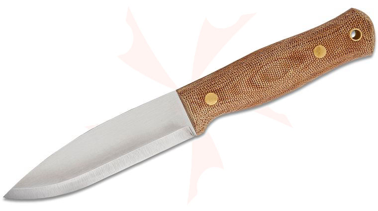 Casstrom Sweden Lars Falt Bushcraft Fixed Blade Knife 4.75 inch A8 MOD Drop Point Blade, Natural Canvas Micarta Handles, Kydex Sheath