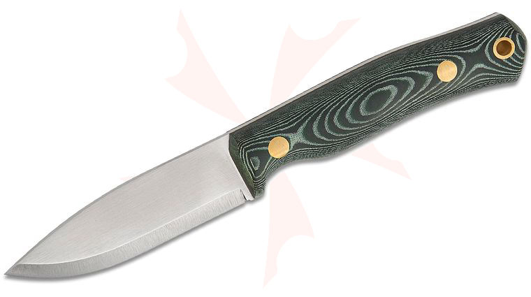 Casstrom Sweden No. 8 SFK Fixed Blade Knife  3.25 inch 14C28N Scandi Ground Blade, Green Micarta Handles, Leather Sheath