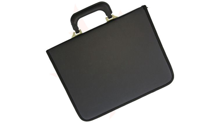 Carry All Black Synthetic Folding Knife Case, Fits 42 Knives, Red Felt Interior, Carry Handle