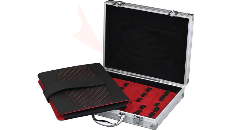Carry All Aluminum Knife Briefcase, Fits 15 Knives, Removable Folder Fits 10 Knives, Red Felt Interior, Carry Handle