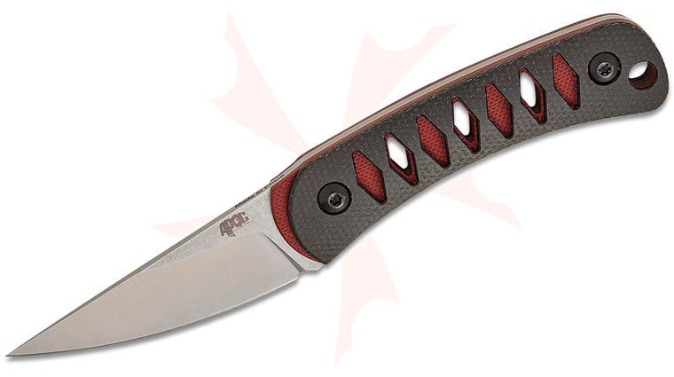 CAS Iberia APOC Survival Tools Breeden Zypher Neck Knife Fixed Blade 2.5 inch D2 Two-Tone Straight Back Blade, Black Canvas Micarta Handles with Red G10 Liners. Kydex Sheath