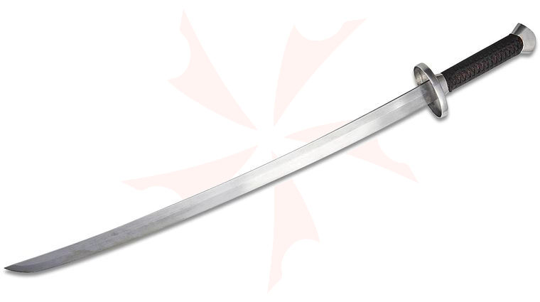 CAS Iberia Hanwei Paul Chen Cutting Dao by Scott Rodell 29 inch Blade, Ray Skin and Black Leather Wrapped Handle, Rosewood Scabbard