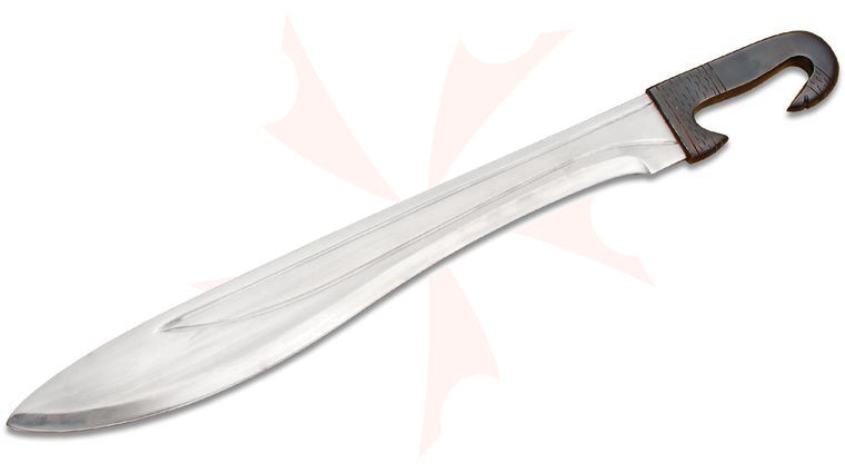 CAS Iberia Legacy Arms Falcata Sword 20.5 inch Blade, Blackened Steel Handle, Leather Scabbard