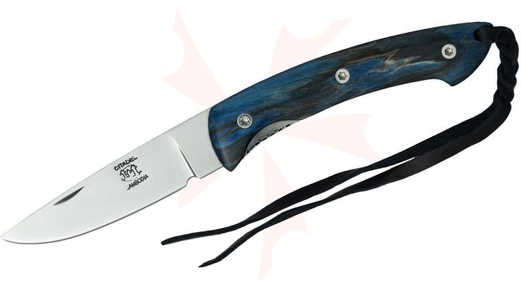 Citadel KC4033 Kampot Folding Knife 3 inch Bohler N690Co Plain Blade, Blue Beech Wood Handles